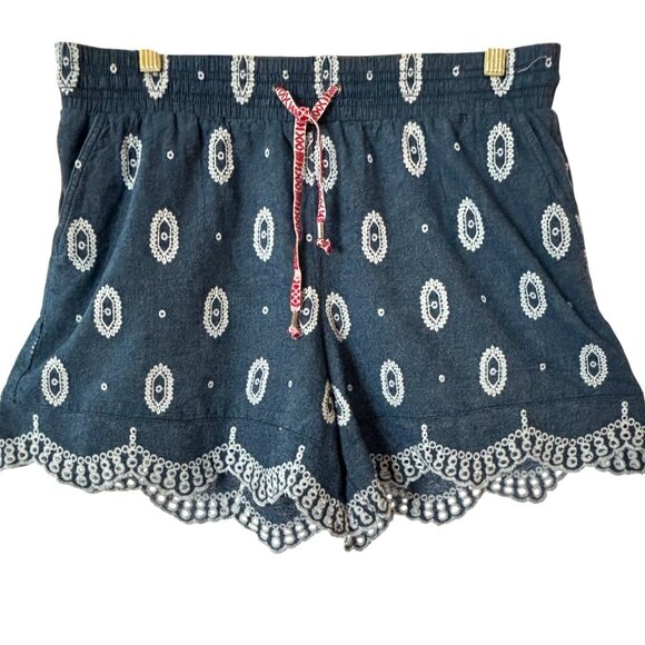 Anthropologie Ett:Twa Shorts Size Small Embroidered Scalloped Eyelet Pull On - Picture 1 of 7